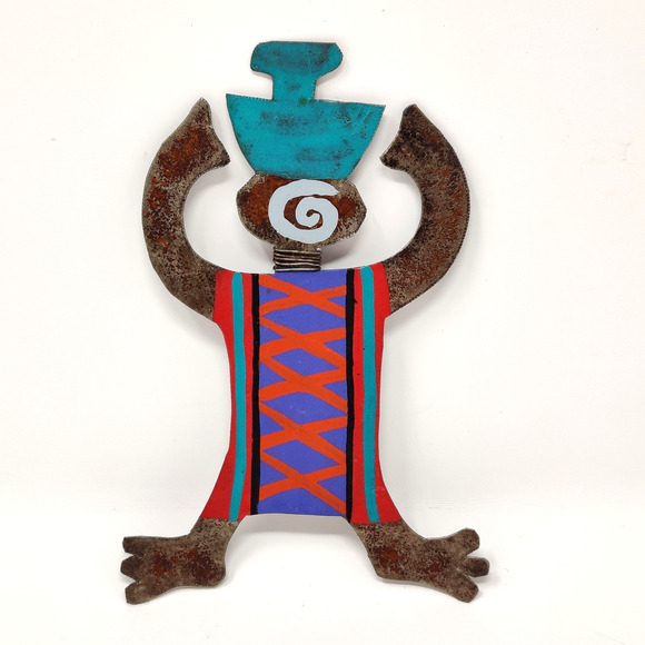 Bill Marcia Finks Signed Metal Brooch Pin Eclectic Tribal Statement Wearable Art - Picture 12 of 15